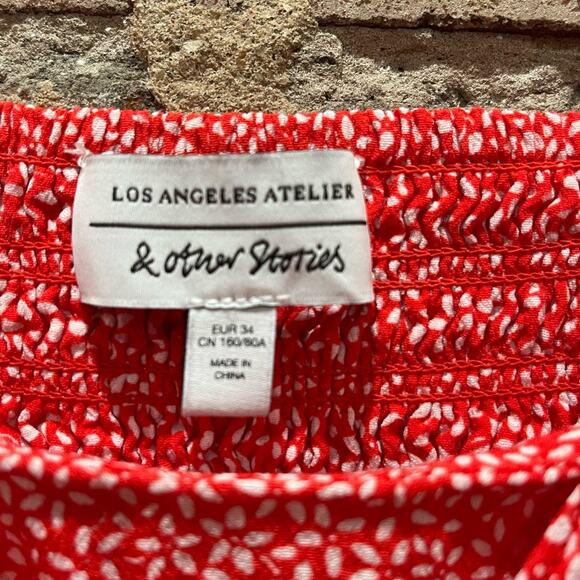 & Other Stories Viscose Floral Print Cropped Tie Front Top Size 4 - Picture 5 of 8